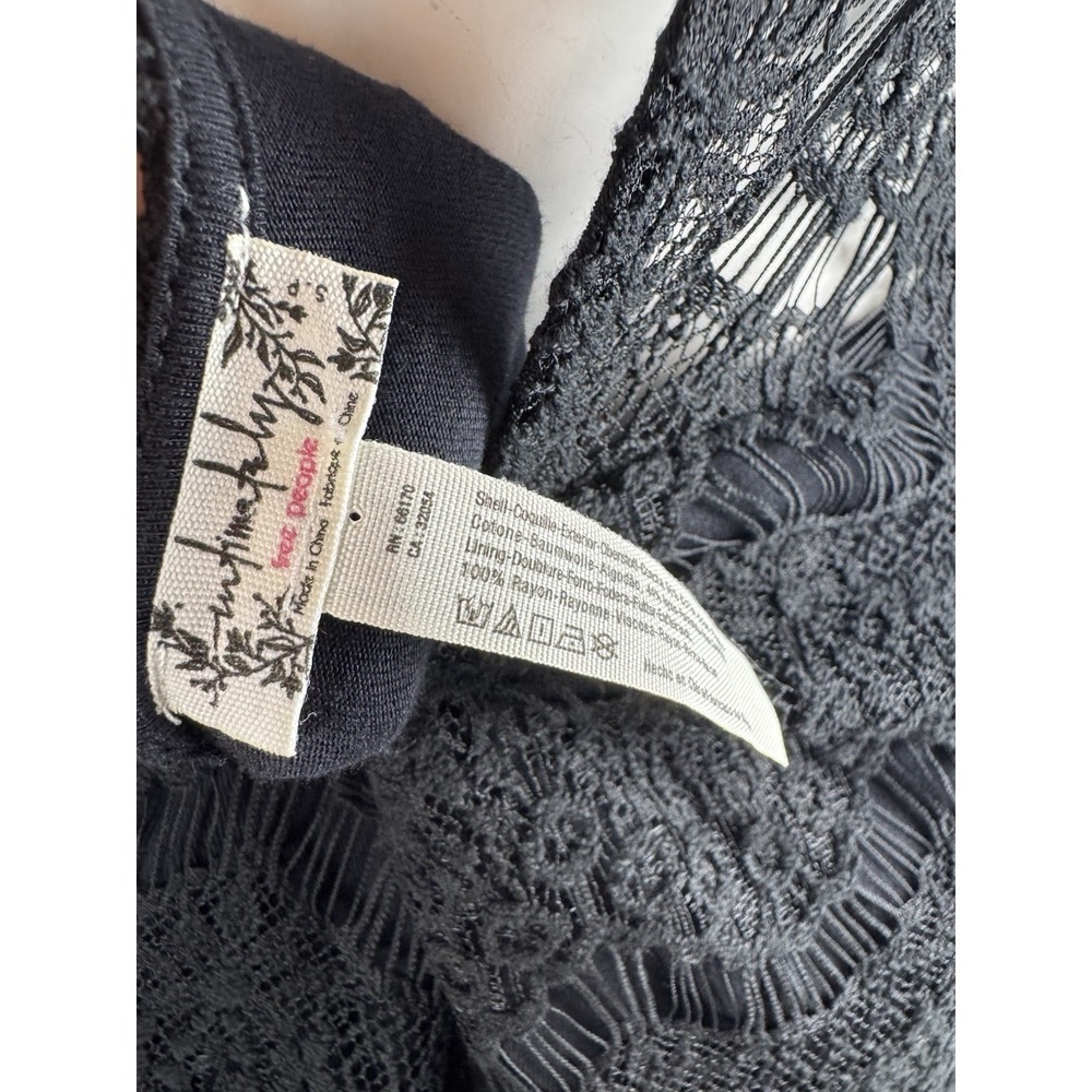 Free People Daydream Lace Slip Dress Black Open Back Sz S Cocktail Romantic Goth - Picture 5 of 5